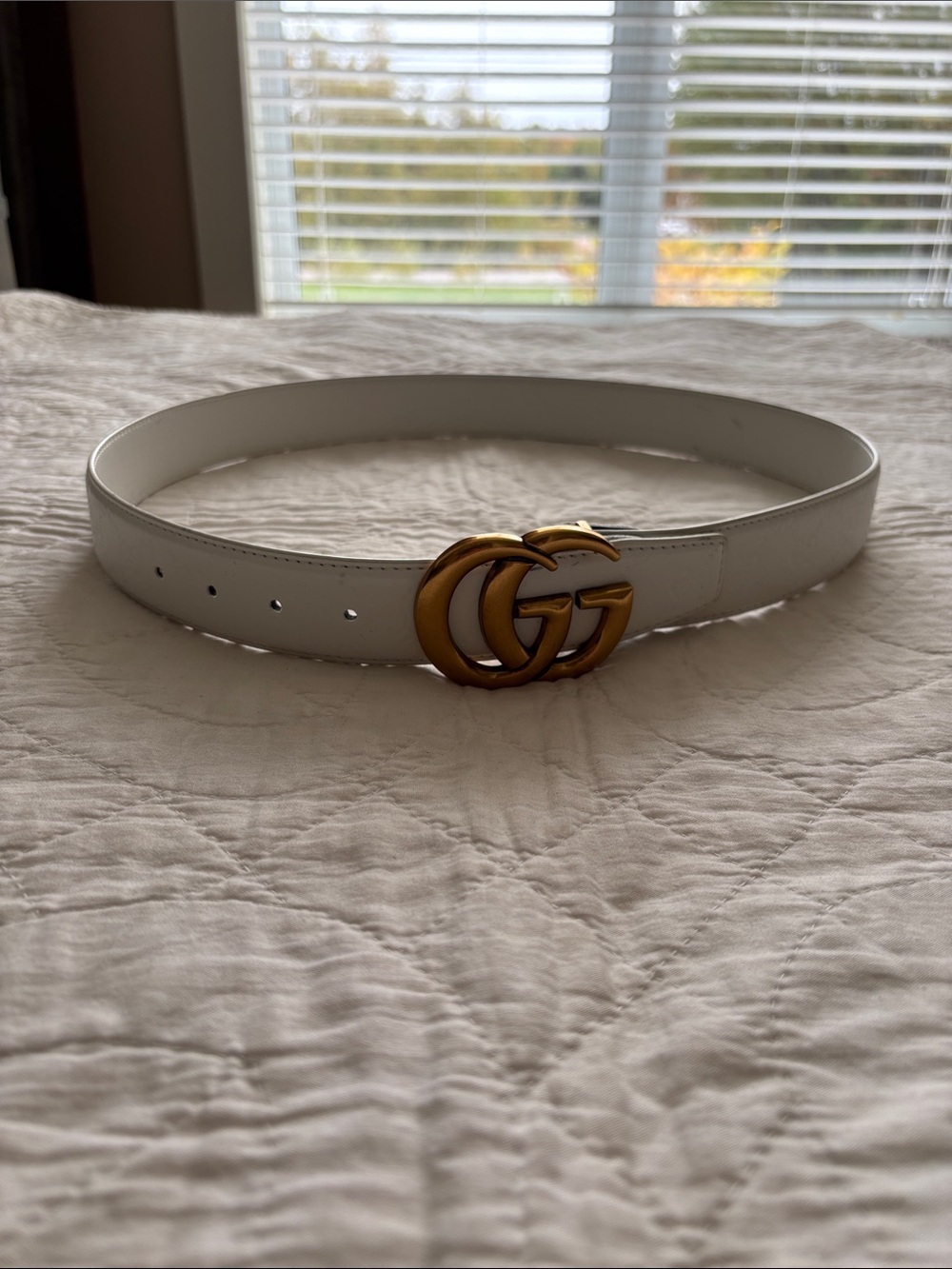 Fashion Belt with Gold Double G Buckle